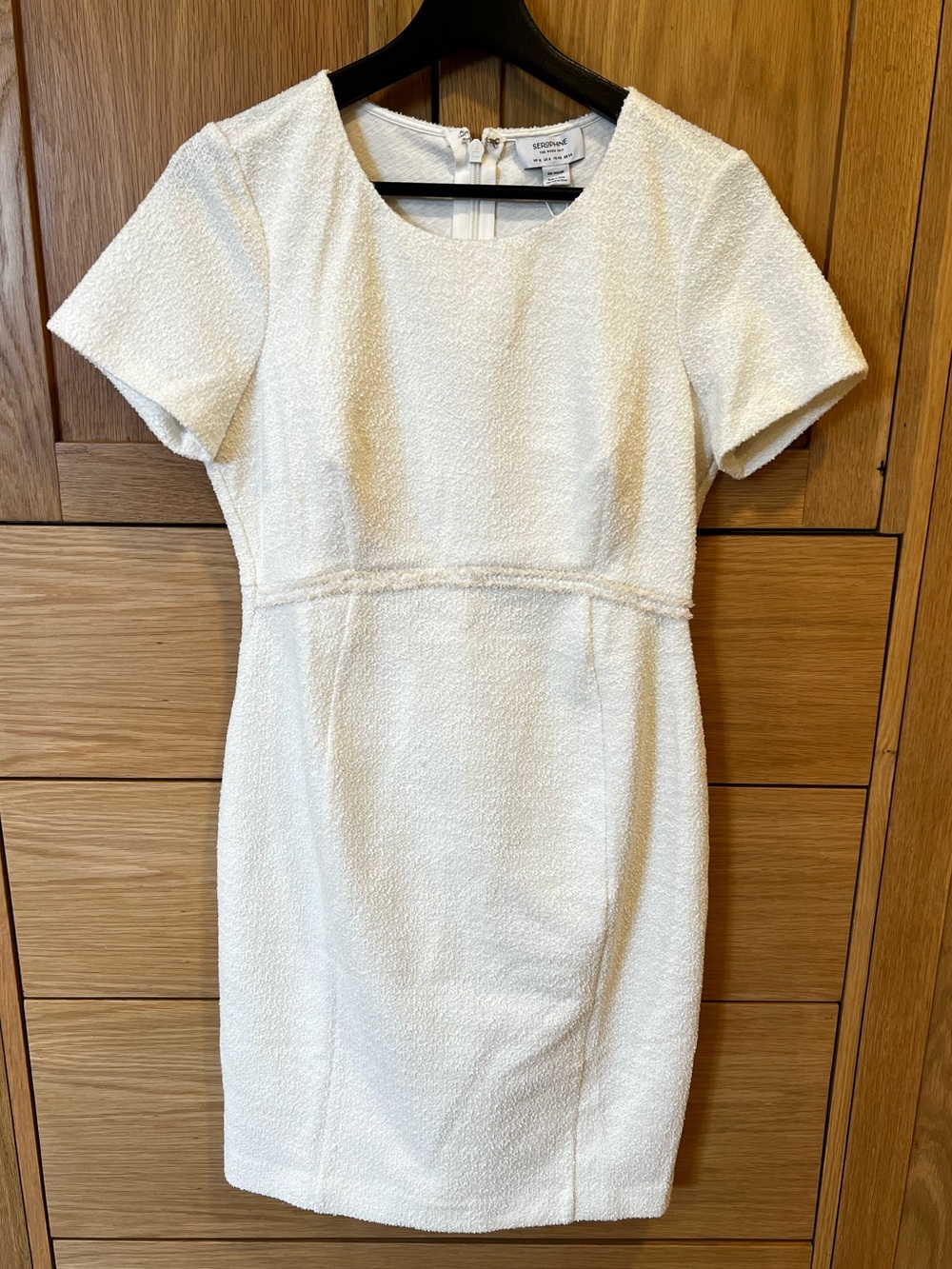 Seraphine Work Edit Tweed Short Dress Ecru Size 6 NWT* Office Career Classic